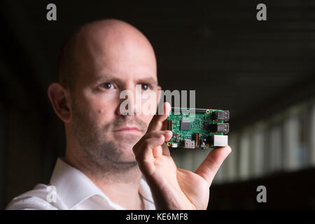 Eben upton, creatore di lampone pi computer, a camjam evento in Cambridge, Inghilterra, Regno Unito Foto Stock