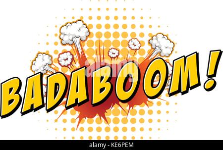 Parola badaboom con sfondo di esplosione Illustrazione Vettoriale