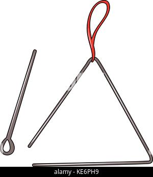 Triangolo di metallo con un bastone per colpire Illustrazione Vettoriale