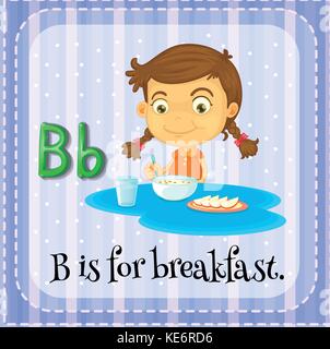 Flashcard lettera b è per la prima colazione Illustrazione Vettoriale