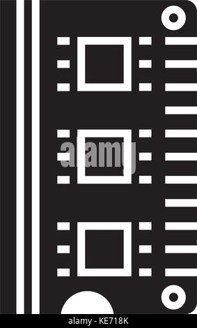 Ram - icona della memoria, illustrazione vettoriale, segno nero su sfondo isolato Illustrazione Vettoriale