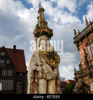 Bremer Roland, statua di Roland sulla piazza del mercato, Brema, Foto Stock