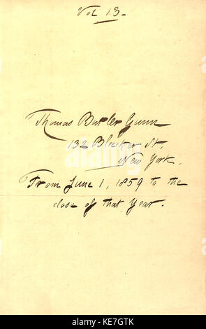 Thomas Butler Gunn Diaries Volume 11, pagina 3, 1859 Foto Stock