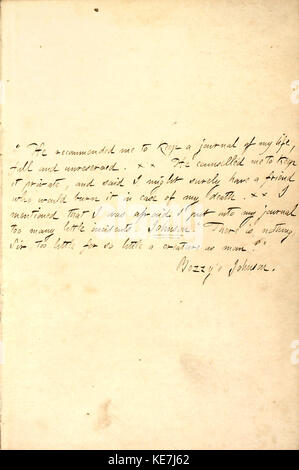 Thomas Butler Gunn Diaries Volume 9, pagina 5, 1857 1858 Foto Stock