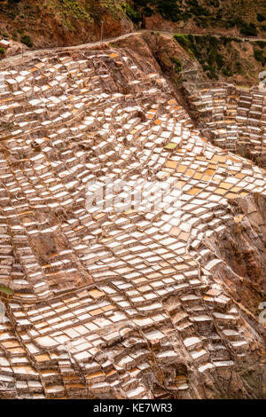 Maras Saline, Valle Sacra; Provincia di Cuzco, Perù Foto Stock