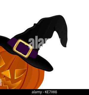 Zucca di Halloween in una streghe hat Illustrazione Vettoriale