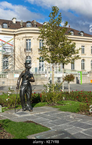 Charlie chaplin monumento nella città di Vevey, Canton Vaud, Svizzera Foto Stock