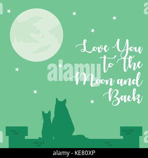 Una illustrazione vettoriale di amore è per la luna e poster indietro Illustrazione Vettoriale