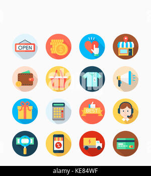 Il set di icone relative al carrello Foto Stock