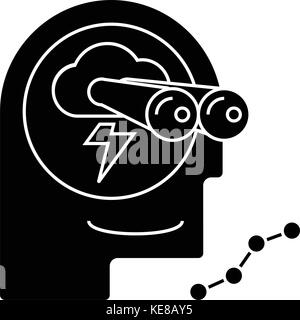 Brainstorm - meteo - visione icona, illustrazione vettoriale, segno nero su sfondo isolato Illustrazione Vettoriale