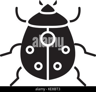 Icona di bug, illustrazione vettoriale, segno nero su sfondo isolato Illustrazione Vettoriale