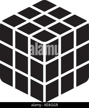 Cubo di Rubik icona, illustrazione vettoriale, segno nero su sfondo isolato Illustrazione Vettoriale