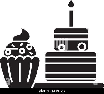 Icona di dessert, illustrazione vettoriale, segno nero su sfondo isolato Illustrazione Vettoriale