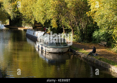 Viste lungo Lancaster Canal nel centro di Lancaster Foto Stock