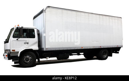 Vista laterale di isolato bianco consegna carrello. Foto Stock
