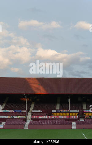 L'Archibald Leitch progettato cavalletto principale a Tynecastle viene sostituito nella ricostruzione dei cuori " campo di calcio, Edimburgo, Scozia, Regno Unito Foto Stock