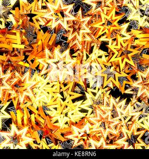 Motivo senza cuciture di stelle dorate con diamanti brillanti Foto Stock