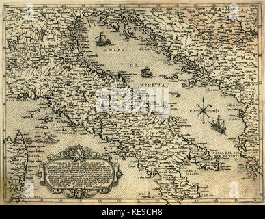 Mappa di Italia e la costa orientale del Mare Adriatico Camocio Giovanni Francesco 1574 Foto Stock