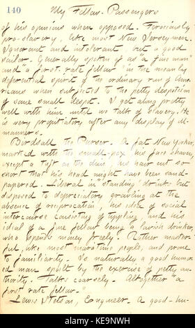 Thomas Butler Gunn Diaries Volume 20, pagina 154, 1862 Foto Stock