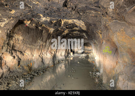 All'interno del tunnel di oro e rame della miniera in Cile Foto Stock