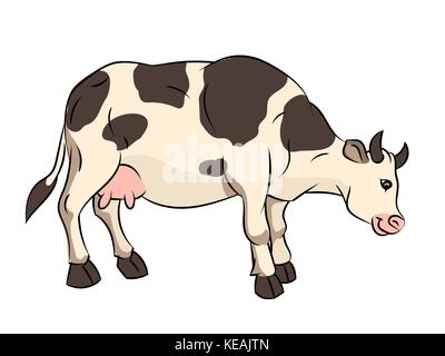Illustrazione della mucca cartoon isolato su bianco backgroun - illustrazione vettoriale Illustrazione Vettoriale
