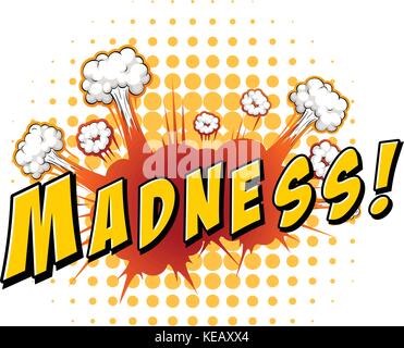 Parola madness con sfondo di esplosione Illustrazione Vettoriale