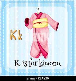 Flashcard lettera k è per kimono Illustrazione Vettoriale