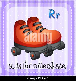 Flashcard lettera r è per rollerskate Illustrazione Vettoriale