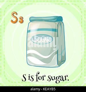 Flashcard lettera s è per lo zucchero Illustrazione Vettoriale