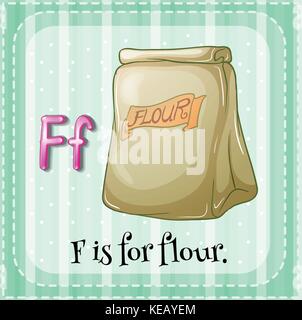 Flashcard lettera f è per la farina Illustrazione Vettoriale