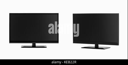 Alta qualità lcd tv in due angoli su sfondo bianco Foto Stock