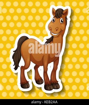 Close up marrone a cavallo in piedi da solo Illustrazione Vettoriale