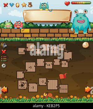 Tavolo modello con molti mostri Illustrazione Vettoriale