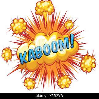 Parola kaboom con sfondo di esplosione Illustrazione Vettoriale