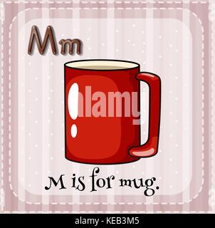 Alfabeto flashcard m è a mug Illustrazione Vettoriale