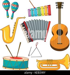 Diversi tipi di strumenti musicali Illustrazione Vettoriale