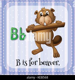 Flashcard lettera b è per beaver Illustrazione Vettoriale