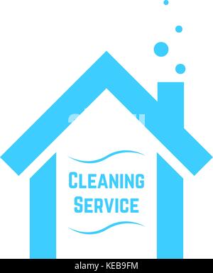 Il servizio di pulizia icona con blue house Illustrazione Vettoriale