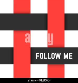 Rosso e nero icona hashtag con follow me testo Illustrazione Vettoriale