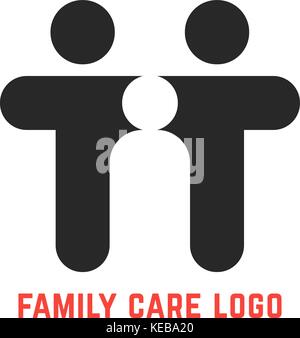 Nero famiglia semplice logo di cura Illustrazione Vettoriale