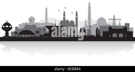 Il Muscat Oman skyline della città di vettore illustrazione silhouette Illustrazione Vettoriale