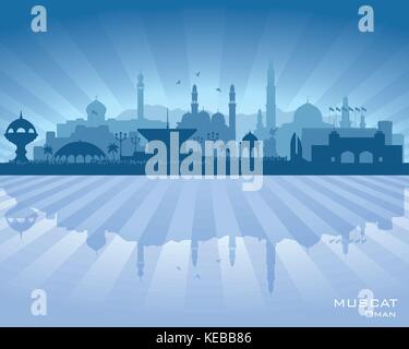 Il Muscat Oman skyline della città di vettore illustrazione silhouette Illustrazione Vettoriale