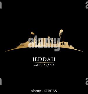 Jeddah Arabia Saudita skyline dettagliata silhouette vettoriali Illustrazione Vettoriale