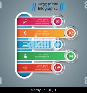 Cerchio di vetro icona. business carta di colore ed infografico. Illustrazione Vettoriale