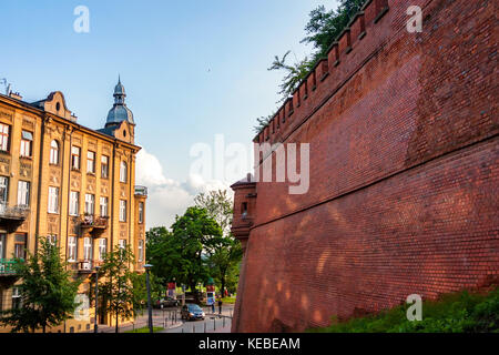 Cracovia in Polonia - Giugno 2012: il castello di Wawel parete Foto Stock