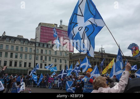 Pro-indipendenza rally organizzato dalla speranza sulla paura, Glasgow, Scotland, Regno Unito. 16 settembre 2017. Foto Stock