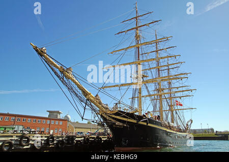 Georg stadio (ii) ormeggiata in porto copenhaguen è un danese di ferro-mondati, completamente truccate, tre-masted sailing ship.la barca è stata costruita nel 1934. Foto Stock