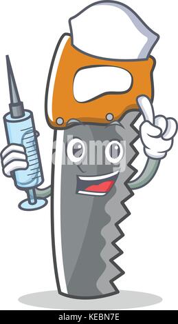 Infermiere sega a mano cartoon di caratteri Illustrazione Vettoriale