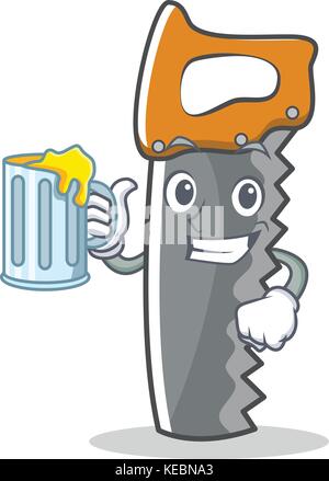Con succo di sega a mano cartoon di caratteri Illustrazione Vettoriale