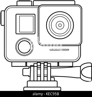 Semplice azione icona della telecamera in stile contorno Illustrazione Vettoriale